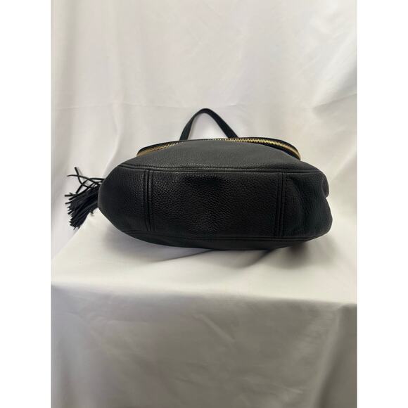 Michael Kors Bedford Tassel Satchel Bag Black Pebbled Leather Handbag Purse - Picture 5 of 16